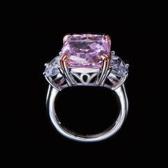 Fizzlejewels  Rose Quartz Ring – Handcrafted Pink Gemstone Jewelry with Cubic Zirconia Accents