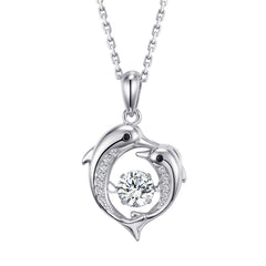 Fizzlejewels  Oceanic Charm Necklace – Cubic Zirconia Dolphin Pendant with Simulated Sapphire