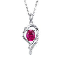 Fizzlejewels  Passion Heart Pendant – Sterling Silver Ruby & Zircon Necklace for Women