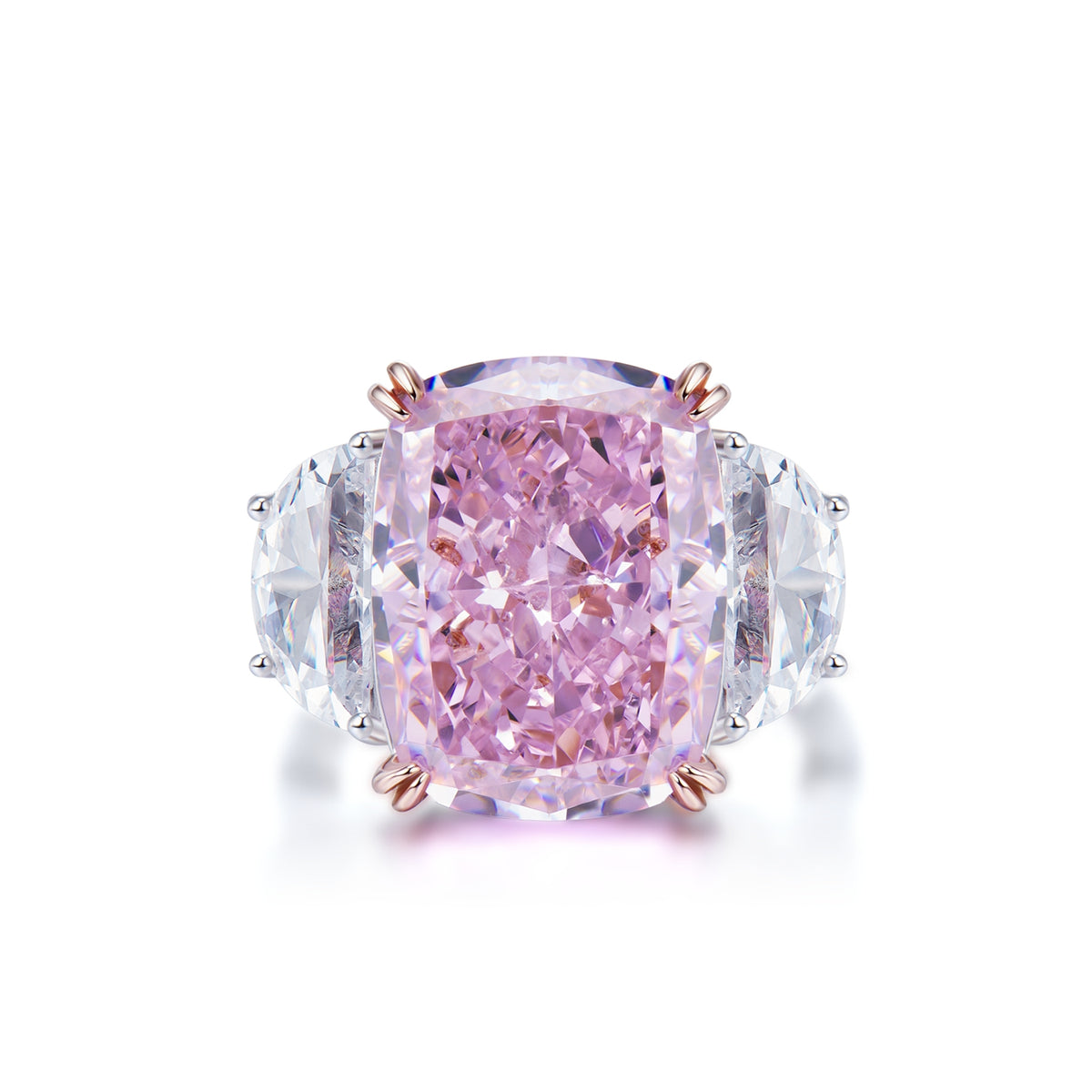 Fizzlejewels  Rose Quartz Ring – Handcrafted Pink Gemstone Jewelry with Cubic Zirconia Accents