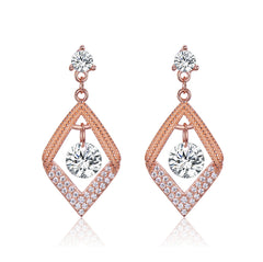 Fizzlejewels  Celestial Drops – 18K Rose Gold Rhombus Diamond Earrings for Women